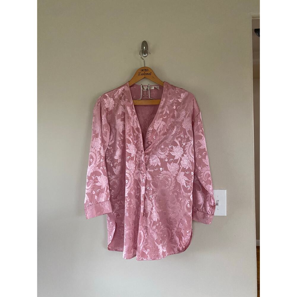 Victorias Secret Gold Label jacquard floral night shirt / gown silky small pink